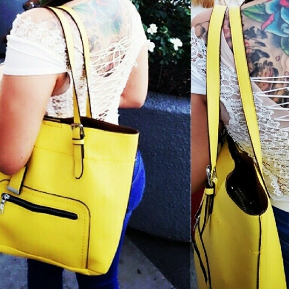 2 left!! Large butter soft lemon tote. $FIRM! - Picture 3 of 3